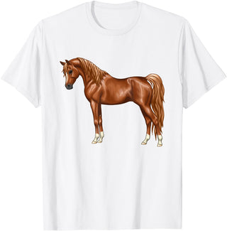 Arabian Horse Art by CSForest Beautiful Red Chestnut Egyptian Arabian Horse Lovers Gift T-Shirt - White