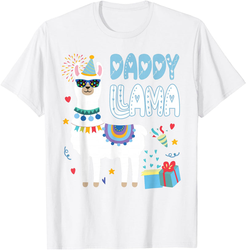 Family Matching Llama Birthday Party Supplies Daddy Llama Dad Of The Birthday Boy Girl Llama Birthday T-Shirt - White