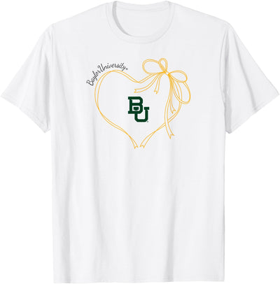 Baylor Bears Bow Heart White Officially Licensed T-Shirt