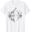 Animal Lover Themed Graphic Art Designs Giraffe Reflective Nature Scene Design T-Shirt - White
