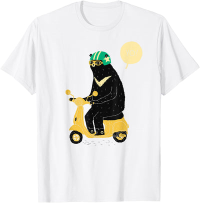 Scooter Bear black bear T-shirt / taiwan bear shirt sun bear T-Shirt