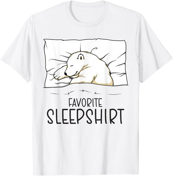 Sleeping & Napping Shirt Gifts For Nap Lovers Favorite Sleepshirt, Napping Polar Bear Pajama T-Shirt - White