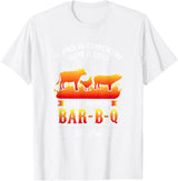 anti vegan shirt I funny bbq bacon fans A Pig, A Chicken, And A Cow Walk Into A Barbecue Bar-B-Q T-Shirt - White