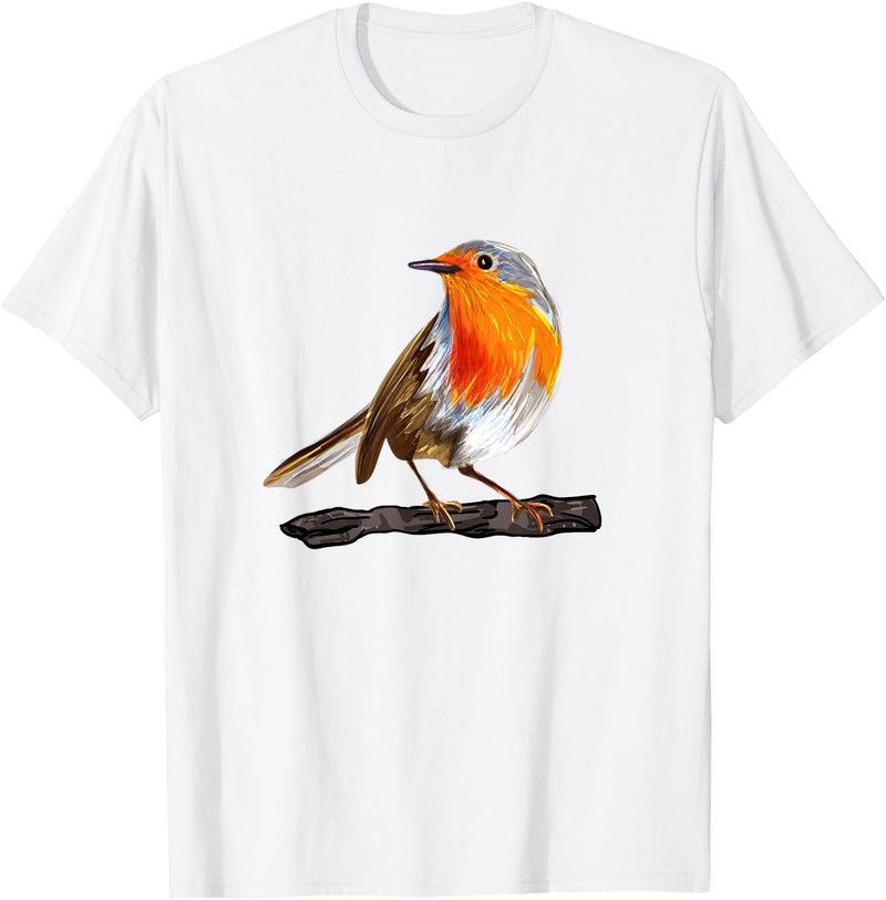 Robin Bird Ornithology Nerd Birding Watcher Robin Bird T-Shirt - White