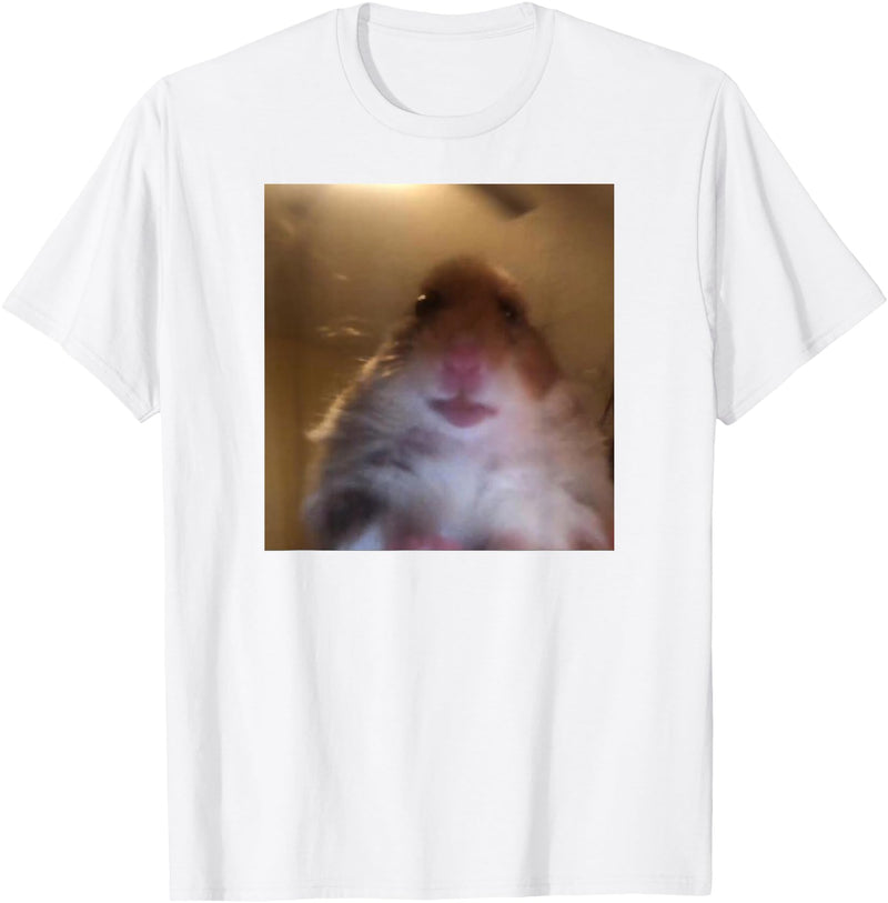 Hamster stares into the front camera I Internet Hamster Meme T-Shirt - White