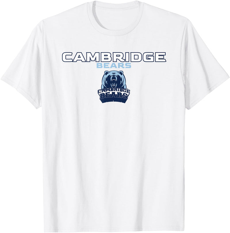 Official High School Fan Gear Cambridge High School Bears Stacked T-Shirt - White