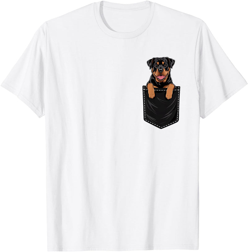 RottweilersBests Funny Rottweiler In Pocket Dog Mom Dad T-Shirt - White