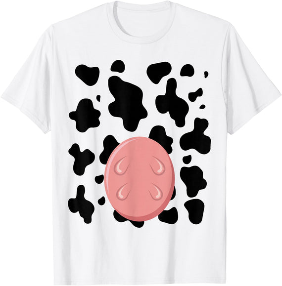 Dairy Milk Farmer Cattle Petting Zoo Humor Costume Funny Cow Utters Costume Easy Calf DIY Halloween Animals T-Shirt - White