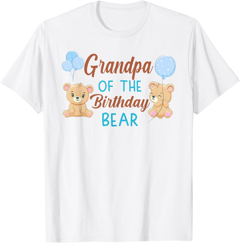 Family Birthday Bear Gifts Grandpa of The Birthday Boy Bear 1st Birthday Party Boy T-Shirt - White