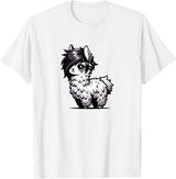 Emo Llama Tees Cute Emo Llama Kawaii Kids Boys Girls T-Shirt - White