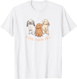 3 Cute Lop Bunnies Love Design for Bunny Owners T-Shirt in White