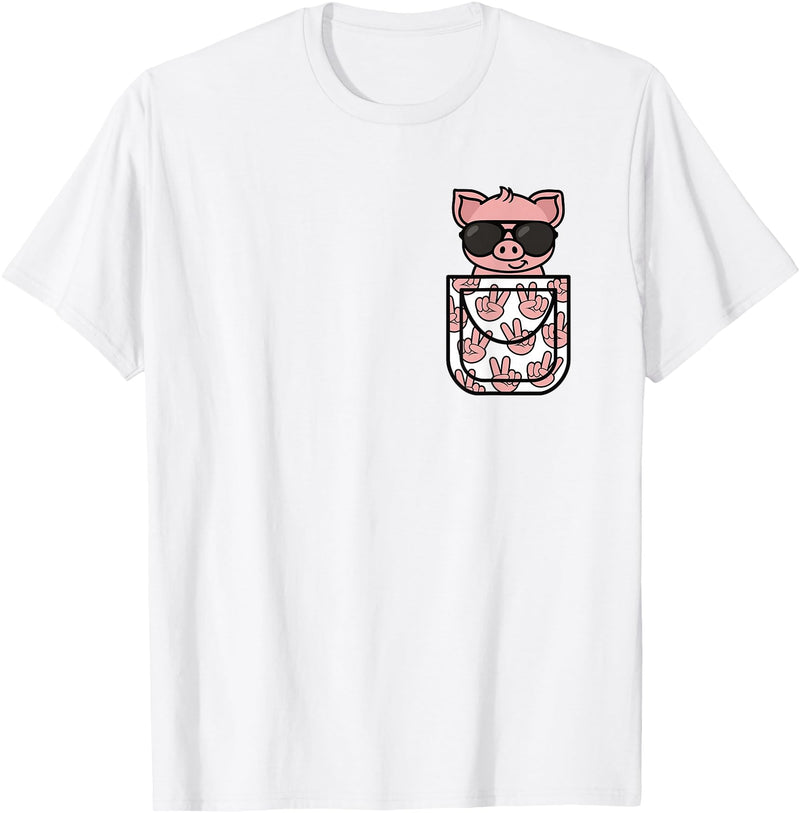 KATYLIN Funny Pig Pocket Pig Lover Men Women Boys Girls Kids T-Shirt - White