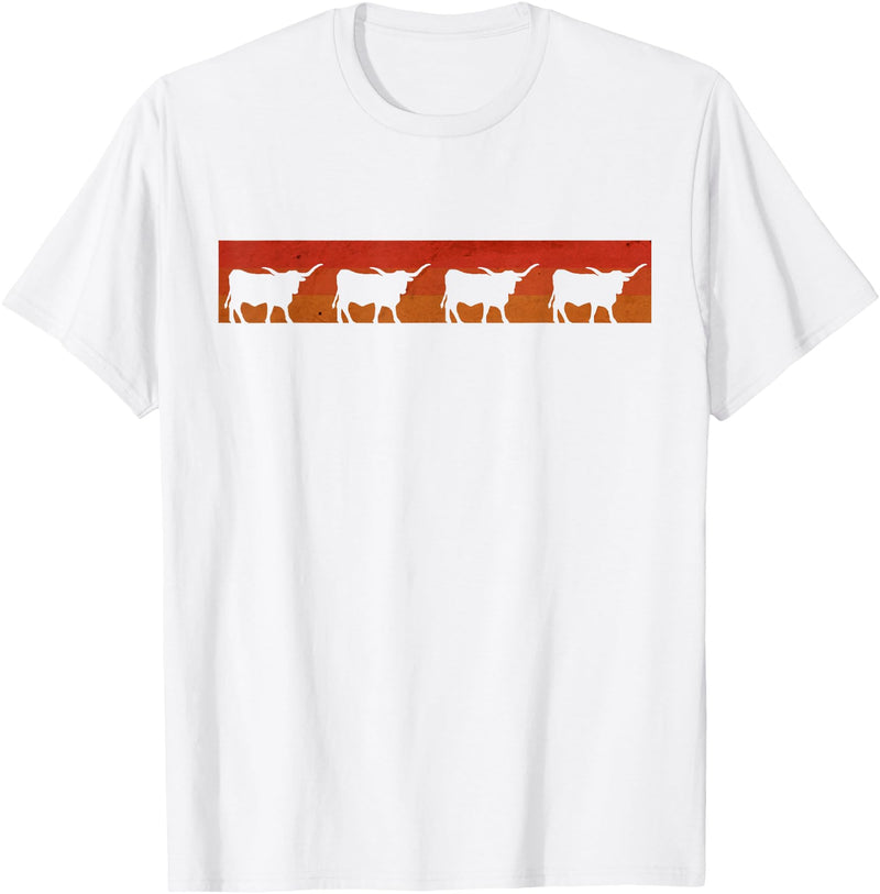 Triple G Mavs Vintage Retro Longhorn Shirt Cow Farm Animal Gift T-Shirt - White
