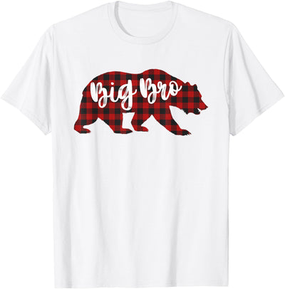 Cute Bear Matching Christmas Pajama Red Plaid Big Bro T-Shirt