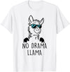 Pretees No Drama Llama Graphic Funny Llama T-Shirt - Women's Adult Unisex-Adults Grey Small Classic Fit Crew Neck Short Sleeve - White