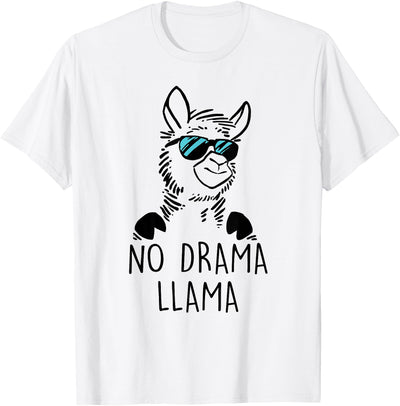 Pretees No Drama Llama Graphic Funny Llama T-Shirt - Women's Adult Unisex-Adults Grey Small Classic Fit Crew Neck Short Sleeve