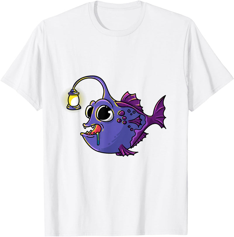 Anglerfish Anglers Fishing Gifts Ideas & Aquarists Deep Sea Anglerfish Laternfish Angler Fish Sea Monster T-Shirt - White