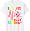 Pig Lover Shirt Farm Birthday Boy Girl Gift It’s My 4th Birthday Pig for Pig Lover 4 Year Old T-Shirt - White