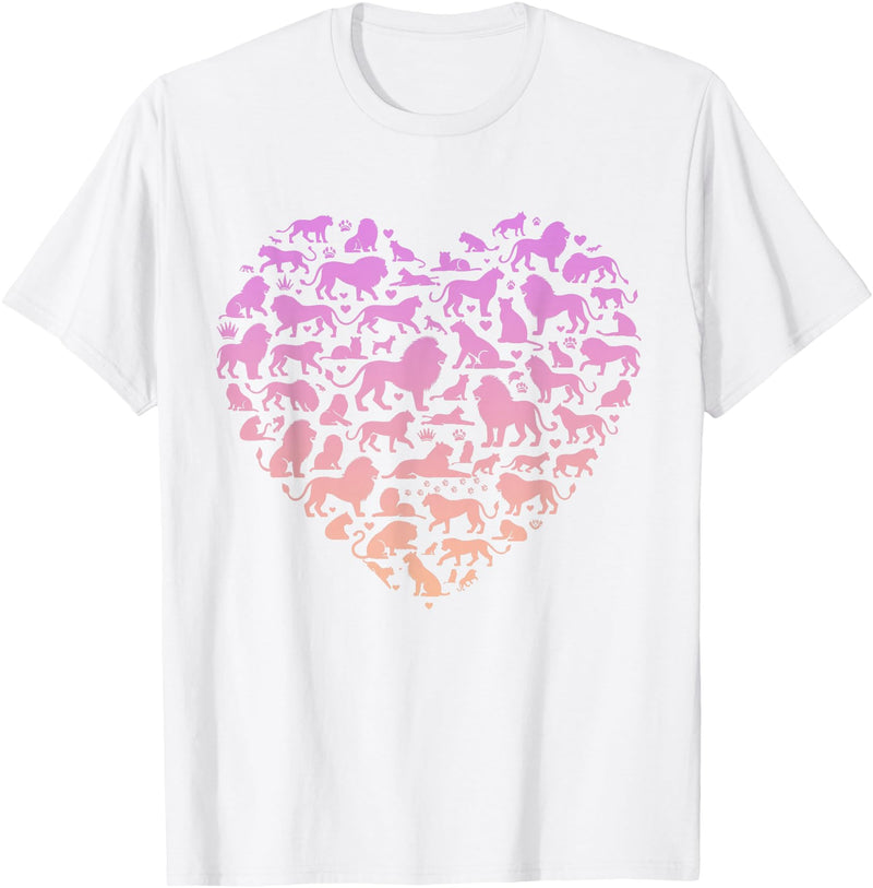 Girls Lion Design Silhouette Lions Design for Lion Lover | Girls Lion T-Shirt - White