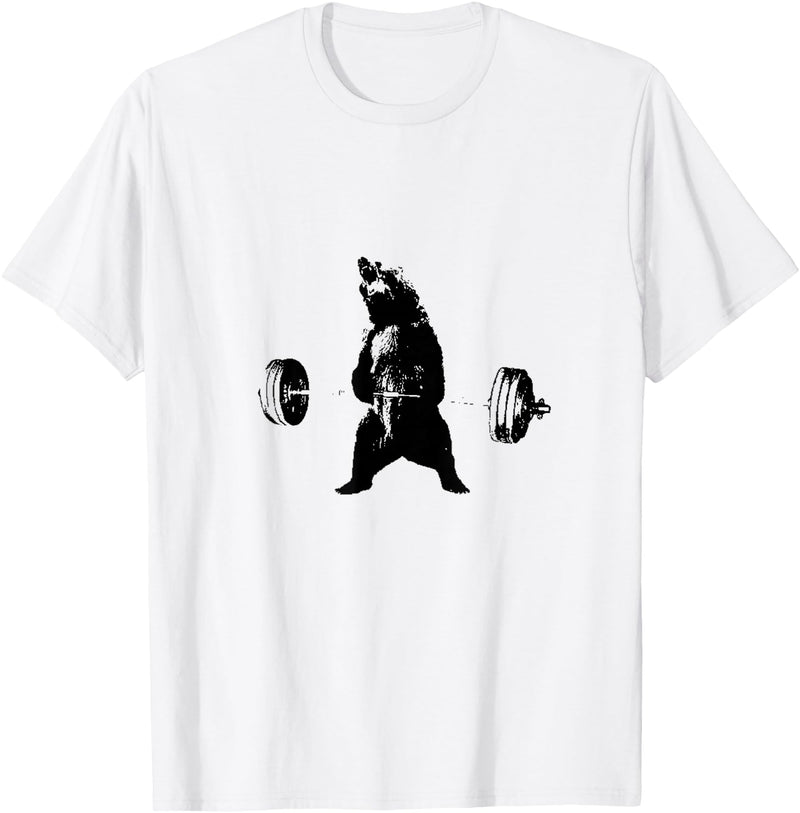Lifting Motivation Bear Powerful Grizzly Bear Lifting Training T-Shirt T-Shirt - White