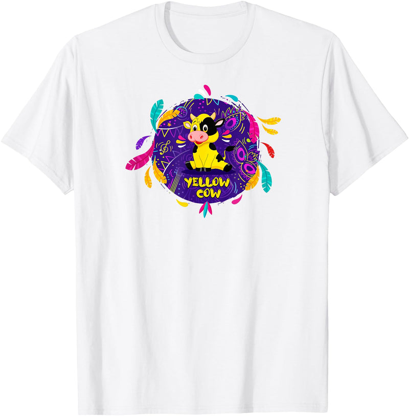 Yellow Cow TV Carnival Cow T-Shirt - White