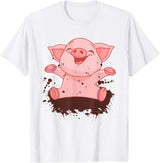 Happy Pig Playing In The Mud Animal Lover Costume Happy Pig Playing In The Mud Funny Animal Lover Costume T-Shirt - White