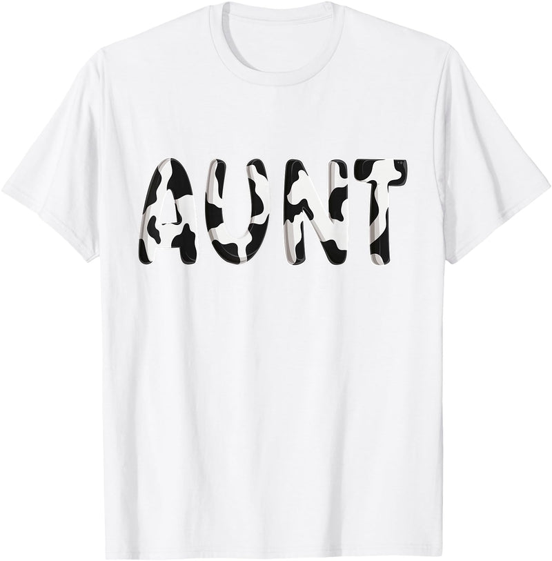 Cow Pattern Print Family Matching Birthday Shirts Cow Aunt Birthday Family Matching Mothers Day Boy Girl Farm T-Shirt - White