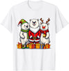 Christmas Polar Bear Santa Elf Reindeer Holiday Cute Christmas Polar Bears in Santa Elf and Reindeer Costume T-Shirt - White