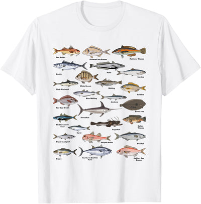 Vintage Fish Identification Chart Fishing T-Shirt