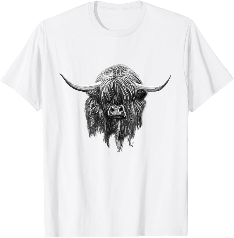 Scottish Highland Cows by brodyquixote Hamish The Scottish Highland Cow Portrait T-Shirt - White