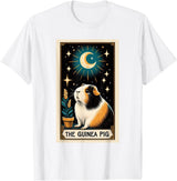 Cute Guinea Pig Tarot Card Star with the Moon Men Women Kids T-Shirt - White