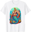 Gay Pride Merman Bear Muscle Daddy Hunk Mermaid LGBTQ Transgender Gay Muscle Dad Bear Mermaid Gay Merman T-Shirt - White