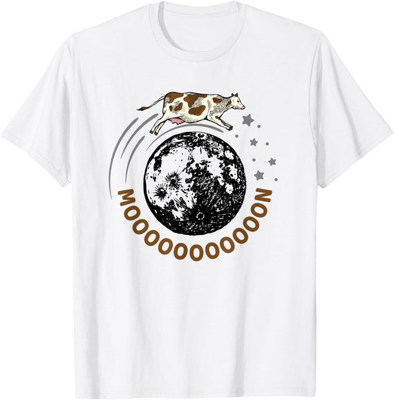 Moon Cow Cow Jumps Over Moon, Astronomy Moon Moo Pun T-Shirt - As Pictured