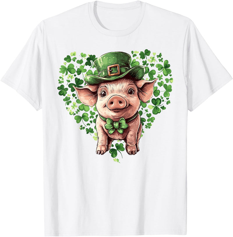 Irish Pig Lover St. Paddy’s Day Funny St. Patrick’s Day Pig Lucky Shamrock Irish Farm T-Shirt - White