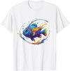 Colorful Tropical Fish Ocean Splash Rainbow Aquarium Fish Ocean Vibes T-Shirt - White