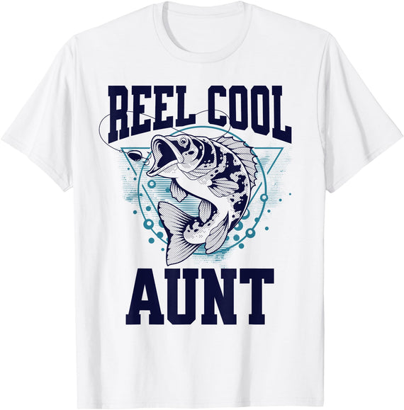 Funny Fishing Aunt Fish Outdoor Funny Fishing Reel Cool Aunt Outdoors T-Shirt - White