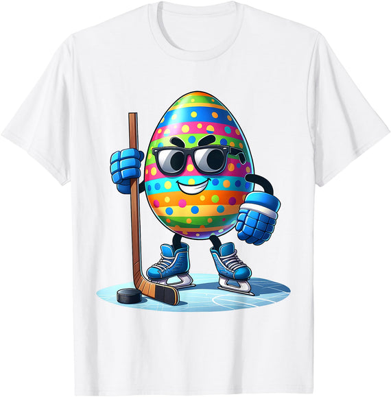 Easter Hockey Lovers Eggs Egg Bunny Rabbits Men Women Boys T-Shirt in White