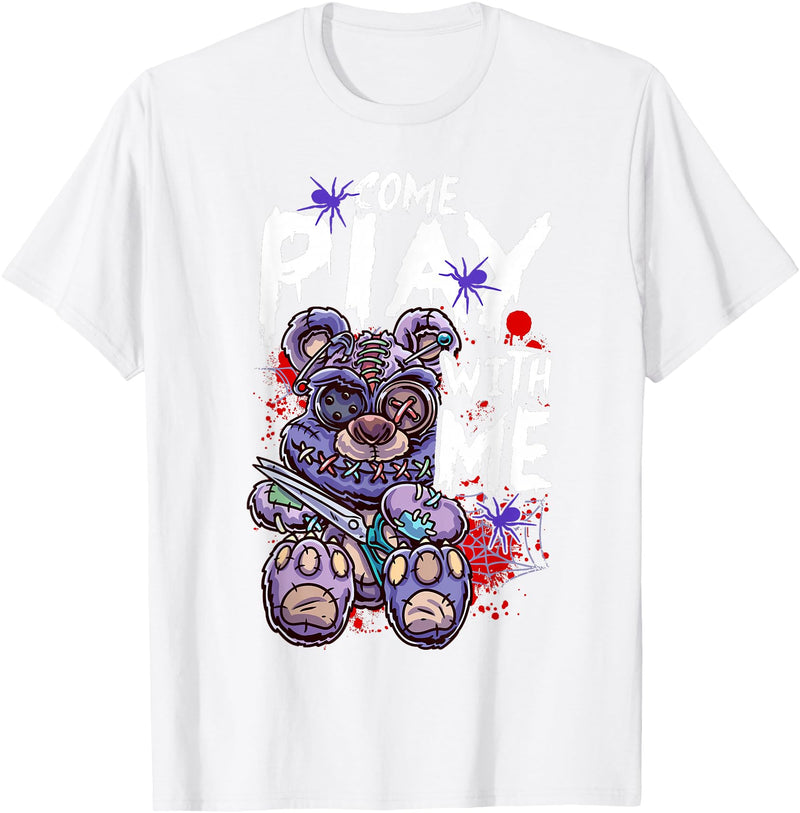 Halloween Gifts & Halloween Shirts by NLTS Scary Killer Teddy Bear Pastel Goth Style Creepy Kawaii T-Shirt - White