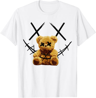 Cute Big Rainbow Teddy bear with Barbed-wire-Face smile T-Shirt