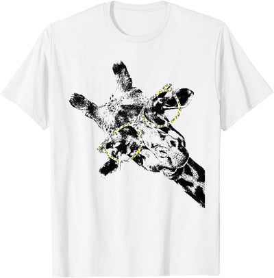 Giraffe Tee Vintage Animal Leopard Print Glasses T-Shirt
