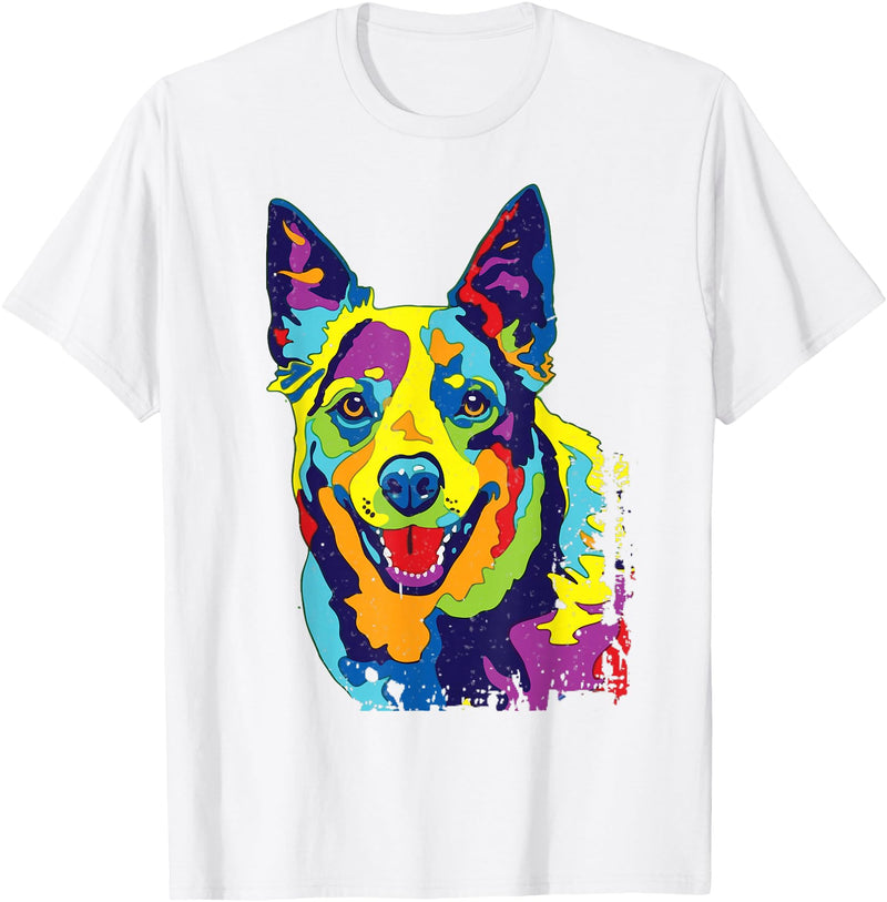 Funny Dog Lover Shirts Cattle Dog Shirt Funny Australian Cattle Dog Pop-Art Shirt T-Shirt - White