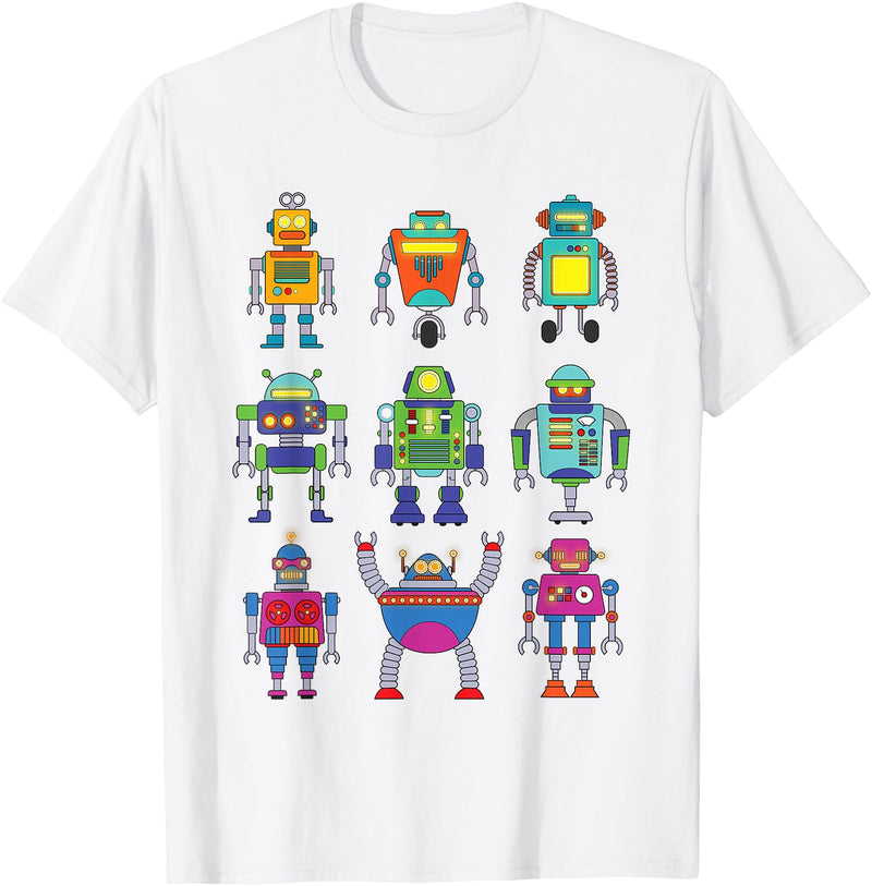 Best Robotics Gift Robot Lover Accessories & Stuff Robot Art for Boys Kids Toddler Science Robotics Engineer T-Shirt - White
