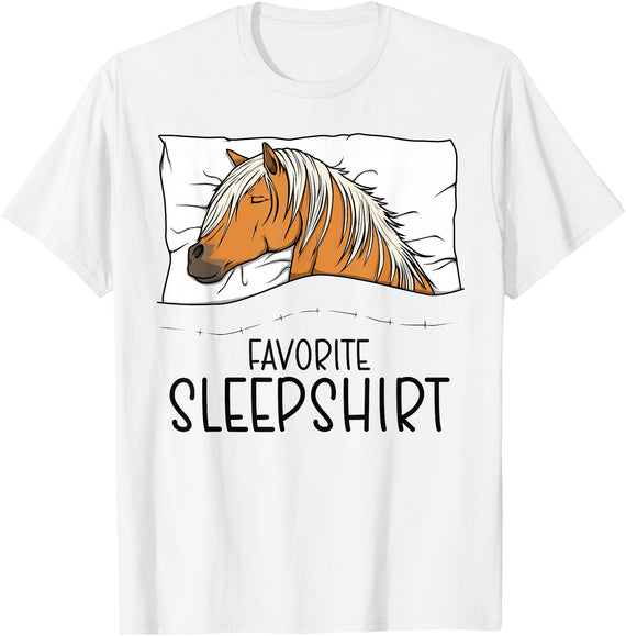 Sleeping & Napping Shirt Gifts For Nap Lovers Favorite Sleepshirt Haflinger Horse, Napping Horse Pajama T-Shirt - White