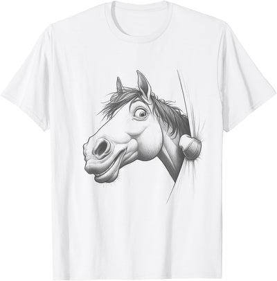 Animal Lover Themed Graphic Art Designs Funny Horse Peeking Design Equestrian T-Shirt