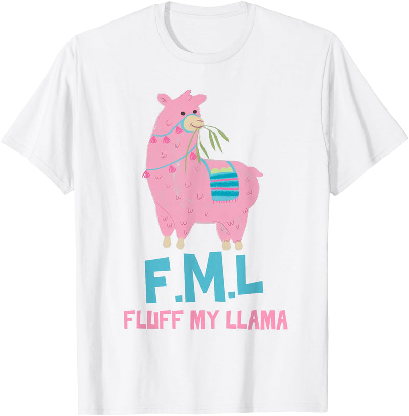 BlueTonic Animals FML Fluff My Llama Cute Animal T-Shirt - White