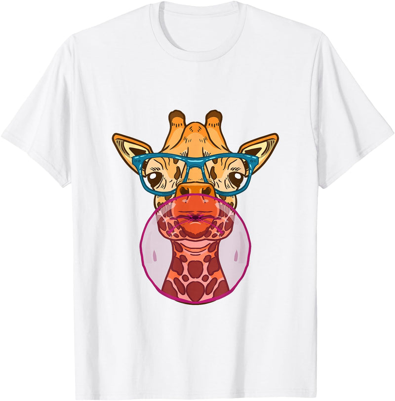 BoredKoalas Giraffe Giraffe Glases Bubblegum Funny Animal Chewing Gum Girls T-Shirt - White