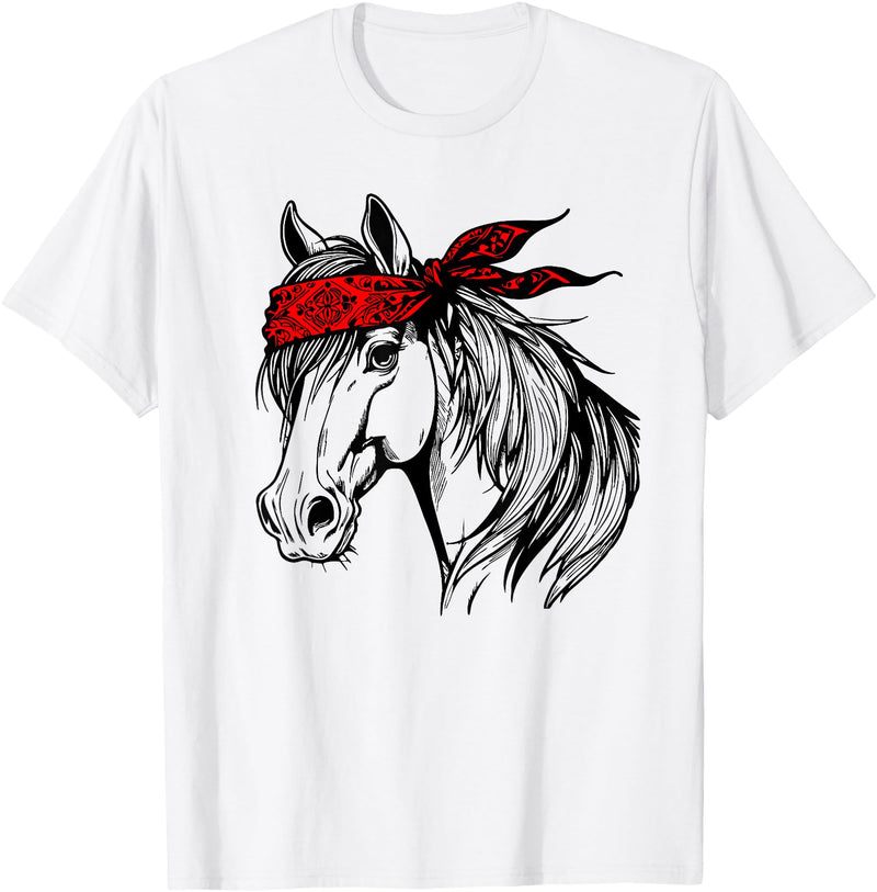 Horse Bandana Designs for Horse Lovers Horse Bandana for Horseback Riding Horse Lover Mother's Day T-Shirt - White