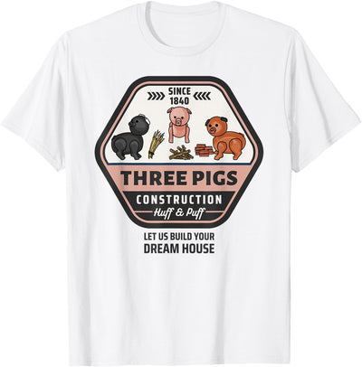 Three Pigs Construction Co. Logo T-Shirt