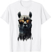 Funny Llama Lover Graphics Funny Alpaca Llama with Sunglasses Animal Graphic T-Shirt - White