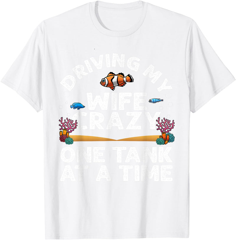 Best Fish Tank Gift For Aquarium Lovers Fishkeeper Funny Aquarium Designs Men Dad Husband Fish Tank Fishkeeping T-Shirt - White